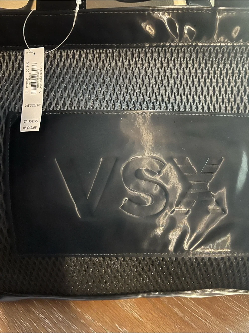Victoria's Secret VSX Large Black Mesh Tote Bag NWT